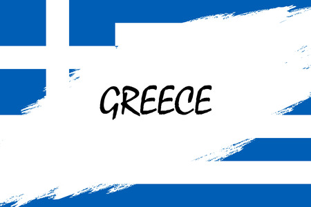 Brush stroke background with Grunge styled flag of Greeceのイラスト素材
