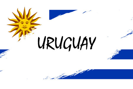 Brush stroke background with Grunge styled flag of Uruguayのイラスト素材
