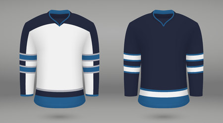 Realistic hockey kit, shirt template for ice hockey jersey. Winnipeg Jetsのイラスト素材