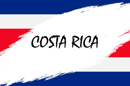 Brush stroke background with Grunge styled flag of Costa Ricaのイラスト素材