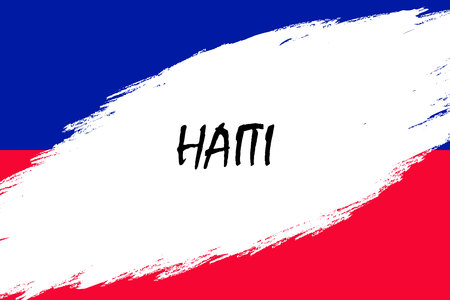 Brush stroke background with Grunge styled flag of Haitiのイラスト素材