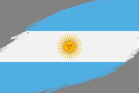 Brush stroke background with Grunge styled flag of Argentinaのイラスト素材