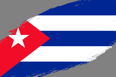 Brush stroke background with Grunge styled flag of Cubaのイラスト素材