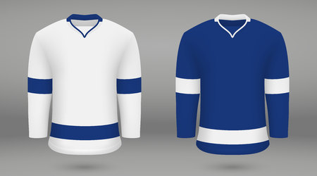 Realistic hockey kit, shirt template for ice hockey jersey. Tampa Bay Lightningのイラスト素材