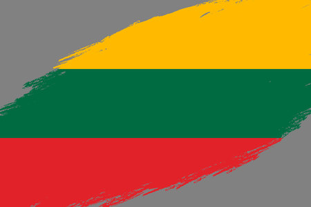 Brush stroke background with Grunge styled flag of Lithuaniaのイラスト素材