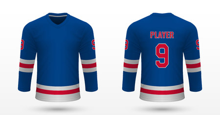 Realistic sport shirt New York Rangers, jersey template for ice hockey kit. Vector illustrationのイラスト素材