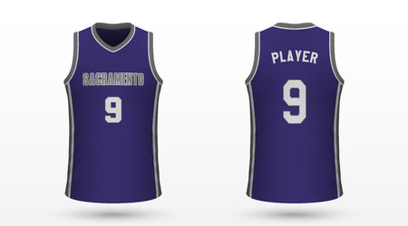 Realistic sport shirt Sacramento Kings, jersey template for basketball kit. Vector illustrationのイラスト素材