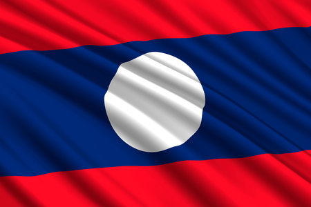 waving flag of Laos. Vector illustrationのイラスト素材