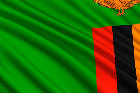 waving flag of Zambia. Vector illustrationのイラスト素材