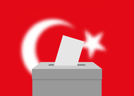Turkey election banner background. Ballot Box with blurred flagのイラスト素材