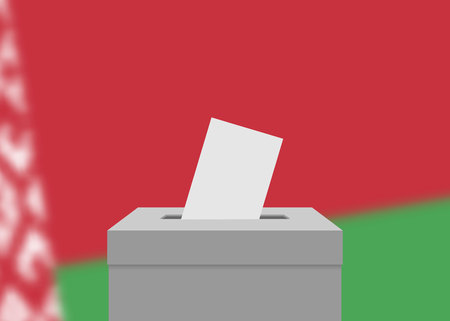 Belarus election banner background. Ballot Box with blurred flagのイラスト素材