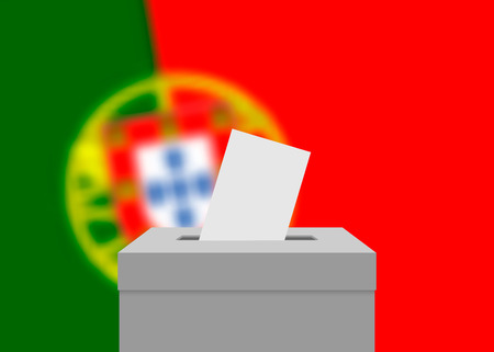 Portugal election banner background. Ballot Box with blurred flagのイラスト素材