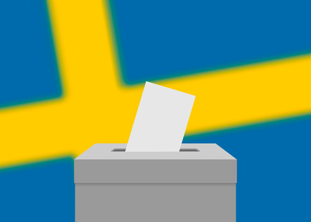 Sweden election banner background. Ballot Box with blurred flagのイラスト素材