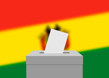 Bolivia election banner background. Ballot Box with blurred flagのイラスト素材