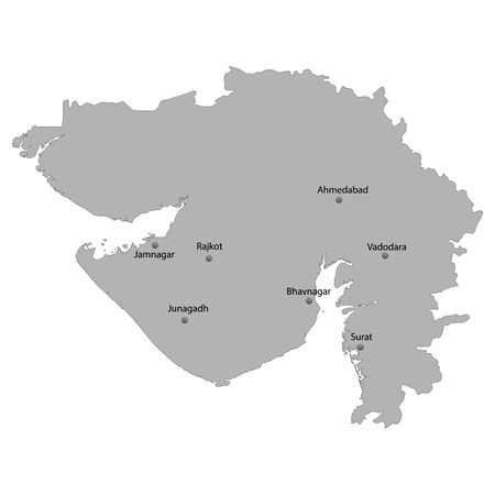 High Quality map of Gujarat is a state of India, With main cities locationのイラスト素材