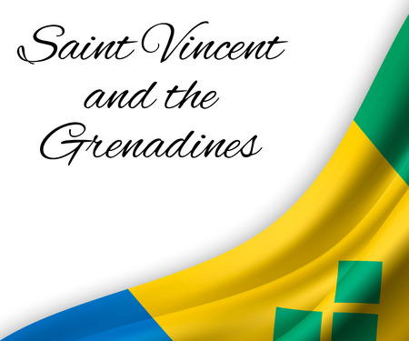 waving flag of Saint Vincent and the Grenadines on white background. Template for independence day. vector illustrationのイラスト素材