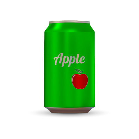 Apple Drink aluminium can isolated on white backgroundのイラスト素材