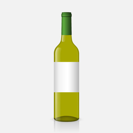 Realistic white wine bottles on white backgroundのイラスト素材