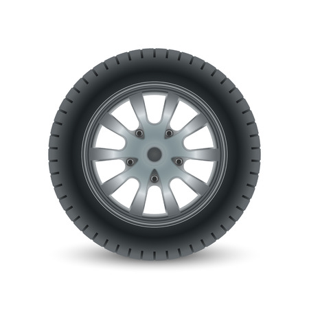 Realistic car wheel tyre isolated vector illustrationのイラスト素材