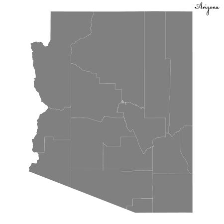 High Quality map of Arizona is a state of United States with borders of the countiesのイラスト素材