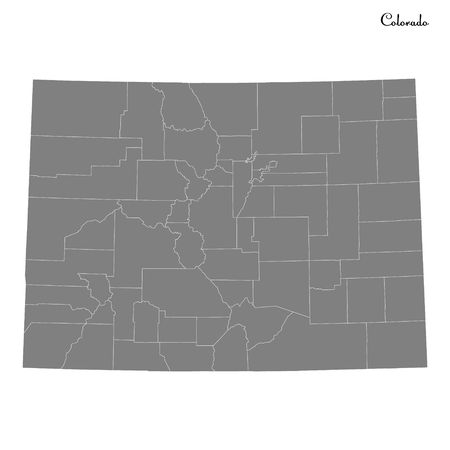 High Quality map of Colorado is a state of United States with borders of the countiesのイラスト素材