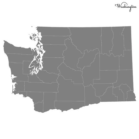 High Quality map of Washington is a state of United States with borders of the countiesのイラスト素材