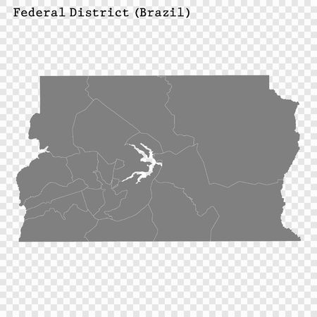 High Quality map of Distrito Federal is a state of Brazil, with borders of the municipalitiesのイラスト素材