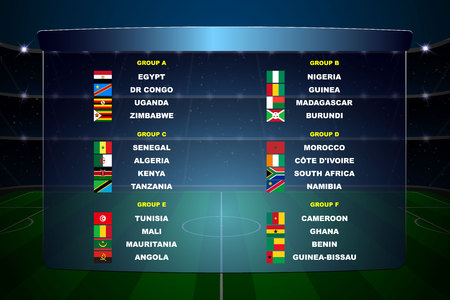 Africa nations soccer cup groups. All flagsのイラスト素材