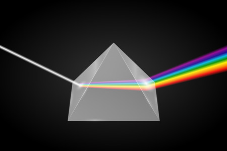 Glass pyramid refraction of light, Prism with spectrum effectのイラスト素材
