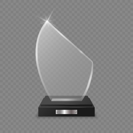 Glass trophy award on transparent background . Template for your designのイラスト素材