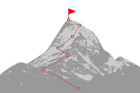 Mountain peak with climbing routeのイラスト素材