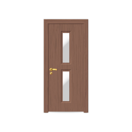 realistic wooden door isolated on white backgroundのイラスト素材