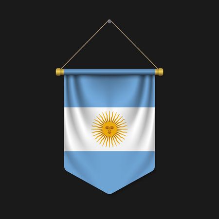 3d realistic pennant with flag of Argentinaのイラスト素材