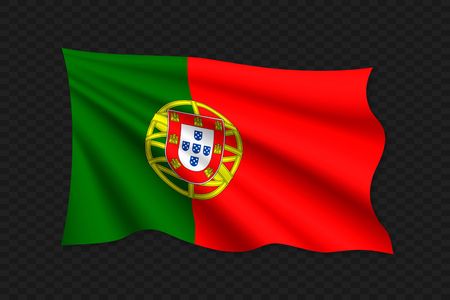3D Waving Flag of Portugal. Vector illustrationのイラスト素材