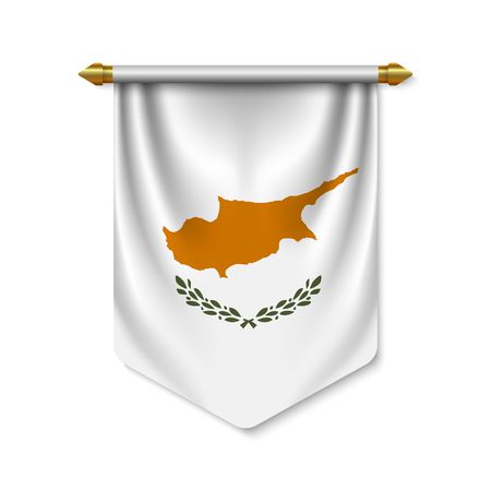 3d realistic pennant with flag of Cyprus. Vector illustrationのイラスト素材