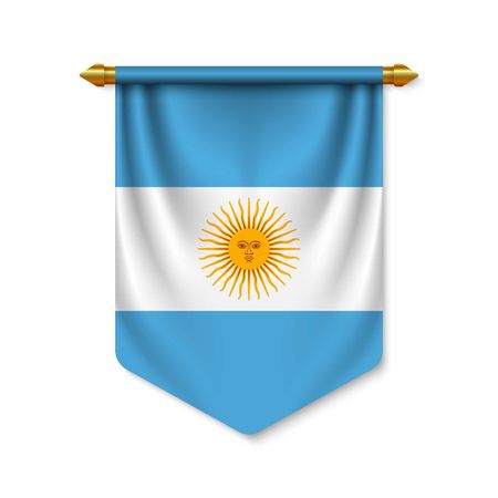 3d realistic pennant with flag of Argentina. Vector illustrationのイラスト素材