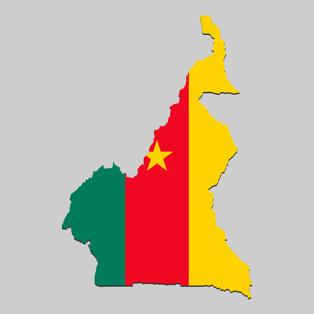 Map of Cameroon with national flag. Vector Illustrationのイラスト素材