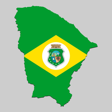Map of Ceara is a state Brazil with national flag. Vector Illustrationのイラスト素材
