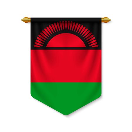 3d realistic pennant with flag of Malawi. Vector illustrationのイラスト素材