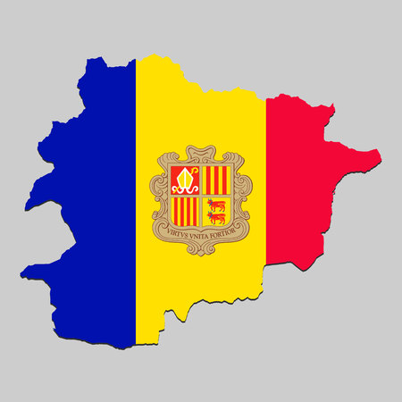 Map of Andorra with national flag. Vector Illustration.のイラスト素材