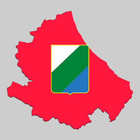 Map of Abruzzo is a state Italy with flag. Vector Illustrationのイラスト素材