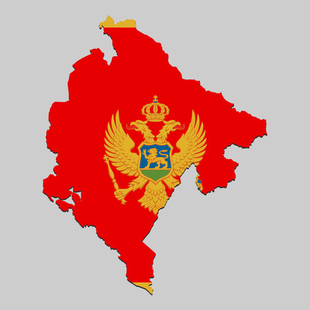 Map of Montenegro with national flag. Vector Illustration.のイラスト素材