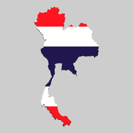 Map of Thailand with national flag. Vector Illustrationのイラスト素材