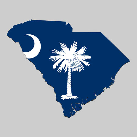 Map of South Carolina is a state USA with flag. Vector Illustrationのイラスト素材