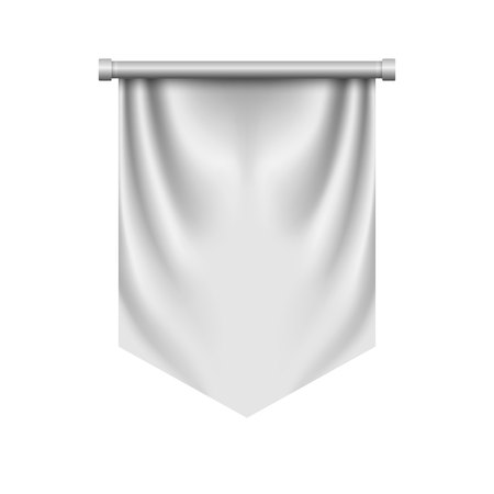 Empty 3D Pennant template. Blank flag. Realistic vector illustrationのイラスト素材