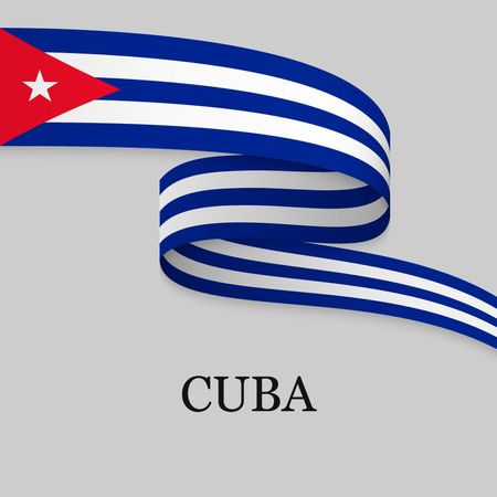 Waving ribbon or banner with flag of Cuba. Template for independence day poster designのイラスト素材
