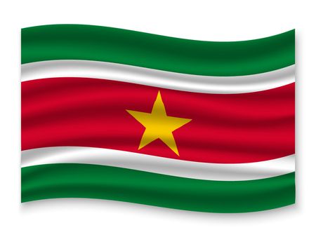 3D Waving Flag of Suriname . Template for your designのイラスト素材