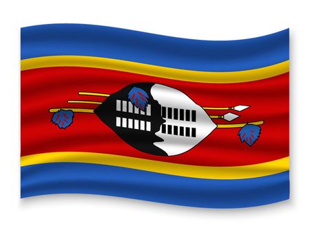 3D Waving Flag of Swaziland . Template for your designのイラスト素材