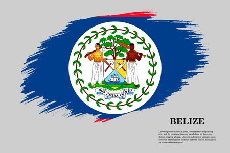 Brush stroke styled flag of Belize . Template for your designのイラスト素材