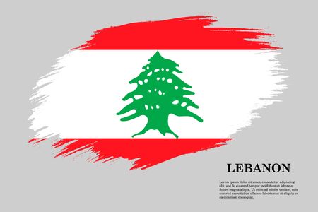Brush stroke styled flag of Lebanon . Template for your designのイラスト素材